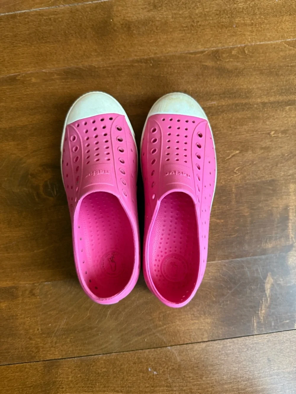 Native Kids Slip-On Water Shoes in Bright Pink with White Toe
